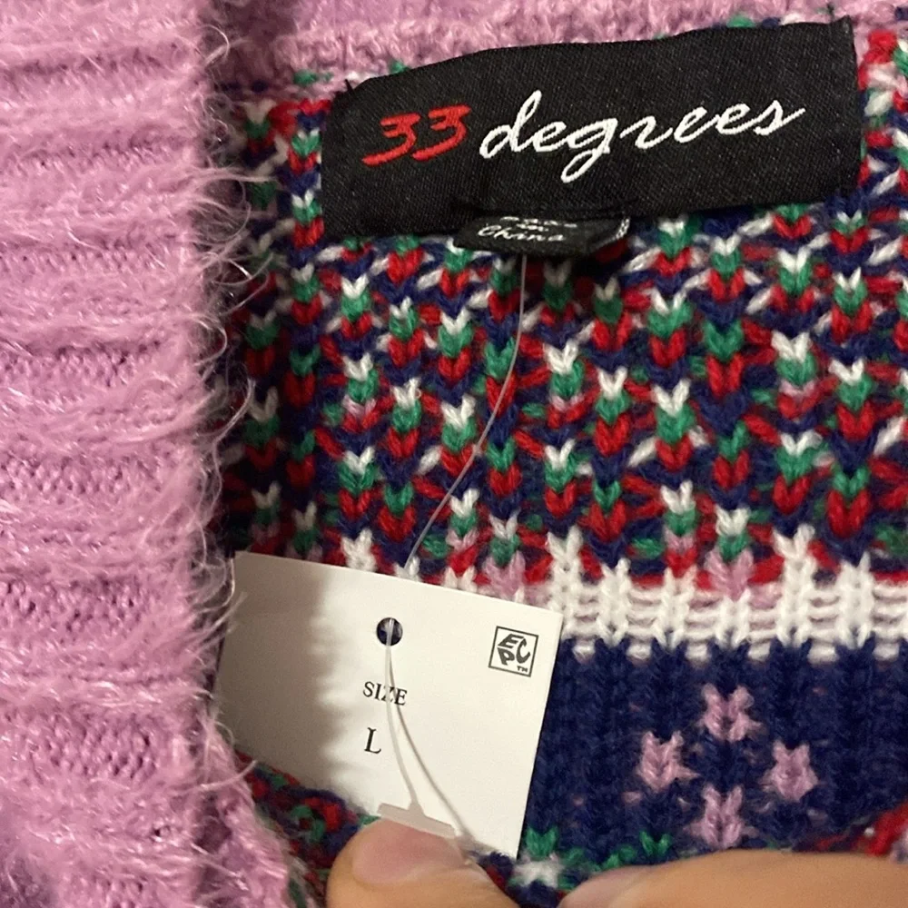 32 Degree Women's Argyle Graphic Sweater Purple Red Ski Pattern - Size L
